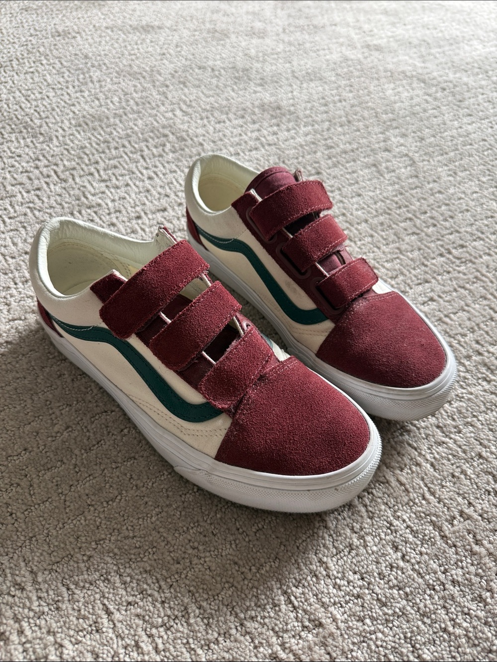 Vans Burgundy Suede Velcro Sneakers